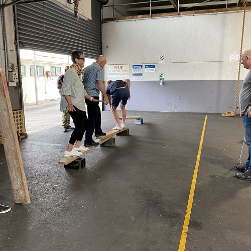 Tara Kanji walking the plank