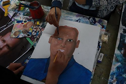 Students draw Mr McGrath