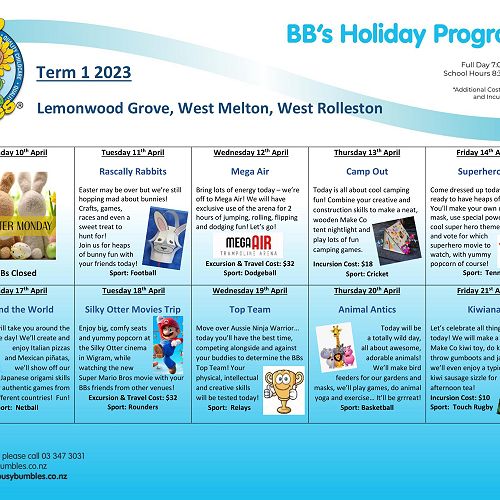 BB's April Holiday Programme 2023