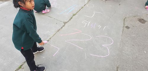 Chalk words and numbers