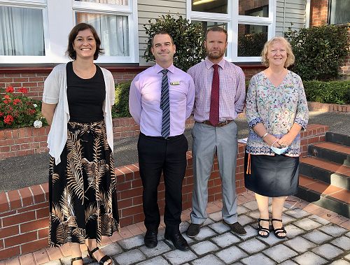 Our inaugural Graham Robinson Scholarship winners, from left:  Mrs Meaghan Cooley, Mr Simon Devitt, Mr Patrick McFetridge, and Mrs Sue Shephard.  Absent:  Mrs Leanne Cumming.