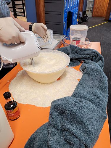 Making ice-cream with dry ice.