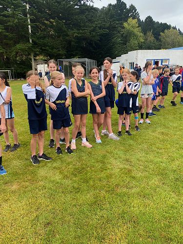 Year 7 Girls patiently waiting for the start of their race 