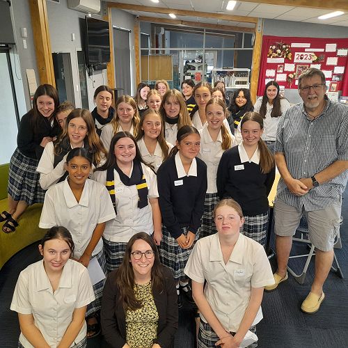 Year 10 Newsroom Students with Alex Horvarth T1 2023
