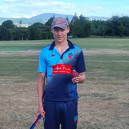 Tom Yetsenga (Year 11) with the match ball after his century and five-wicket haul.