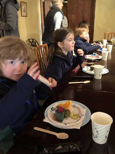 Valerie enjoying morning tea