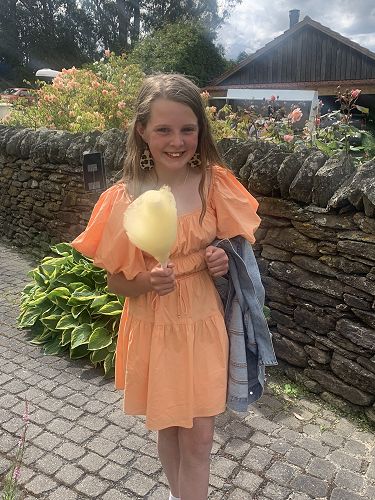 Lara Lowe enjoying her candy floss.