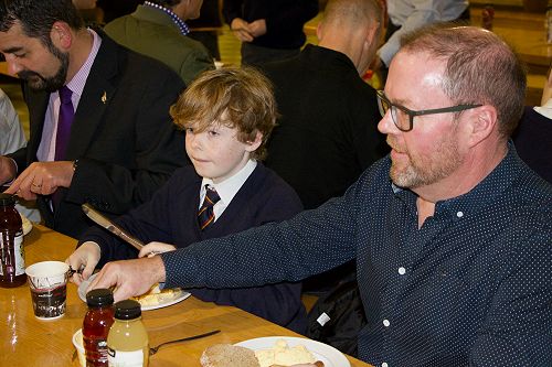 Theo Hannagan enjoys Men's Breakfast