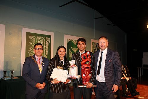 Pikau Te Rangi Arthur Trophy for Kapa Haka won by Jodeci Matthews-Pulman and Hamiora Te Kani