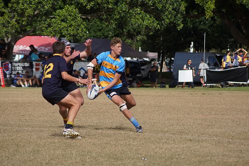 Bailey Hern looks to set up his outsides in the final against Scots College of Sydney