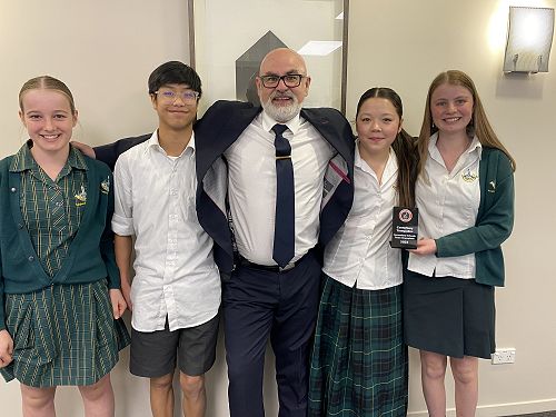 Trampoling team with Mr Kearney