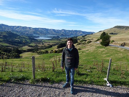 Louis at the Hilltop Lookout, Banks Peninsula.