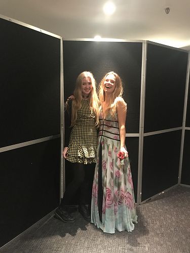 Ivy is pictured here with a model wearing her winning Ophelia design.