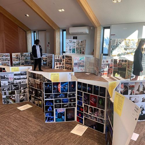 Level 3 Art portfolios on display in our new Wharenui