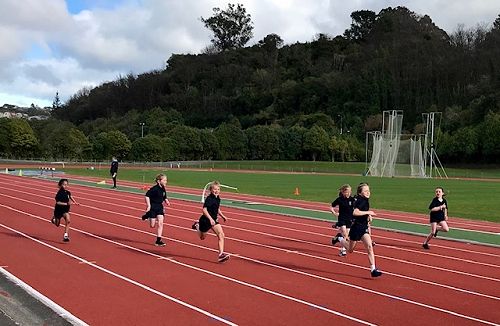 Students competing in the sprints.