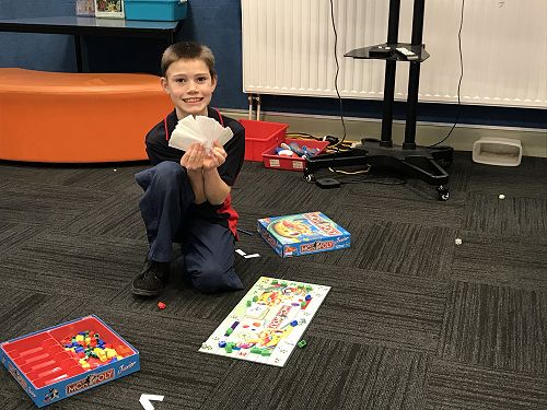 Josh playing monopoly