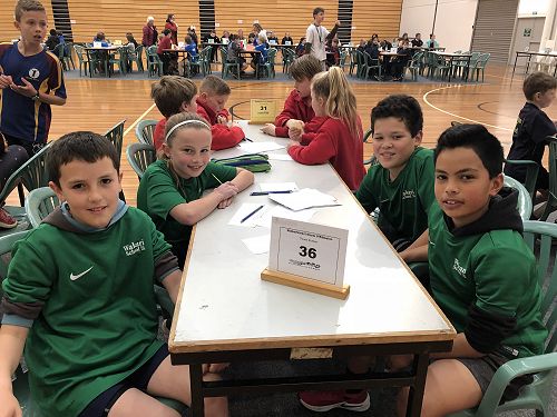Year 5 O'Mathalon team (L-R) Matt Harris, Roree Latimer, Jacob Morris and Ruben Karawana