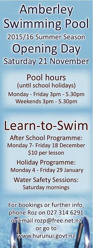 Amberley Swimming Pool 2015/16 summer season