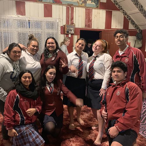 Haraki Marae - Te Puke High School students came to welcome us...