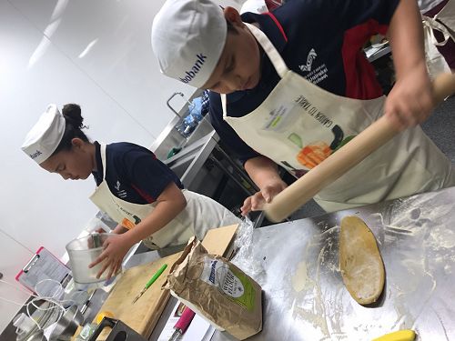Rolling the pasta dough by hand. No machine here