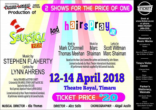See Seussical and Hairspray 12-14 April 2018