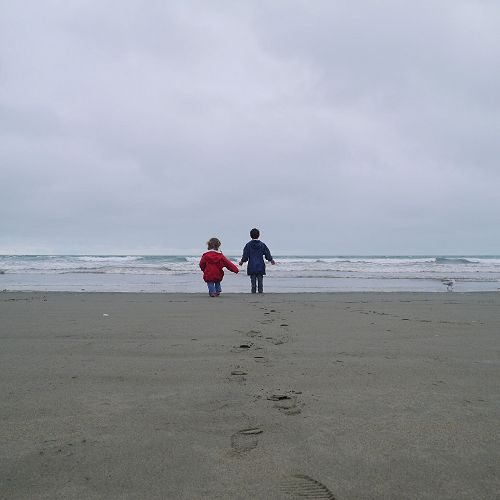 Brother & sister at New Brighton beach