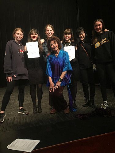 Year 13s celebrate their success with distinguished alumni Terri Mactavish