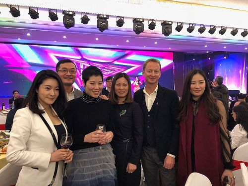 Our China Chief Representative, Joe Zhong at the China Fisheries Association annual meeting in Shanghai, with members of a prominent lobster importing family, and the NZ Trade Commissioner in Shanghai, Damon Paling.