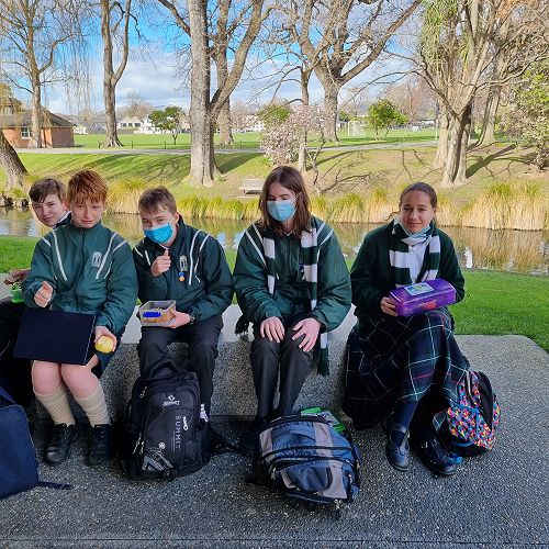 Some of our Year 9 Gifted and Talented Conference participants enjoy the lunch break.