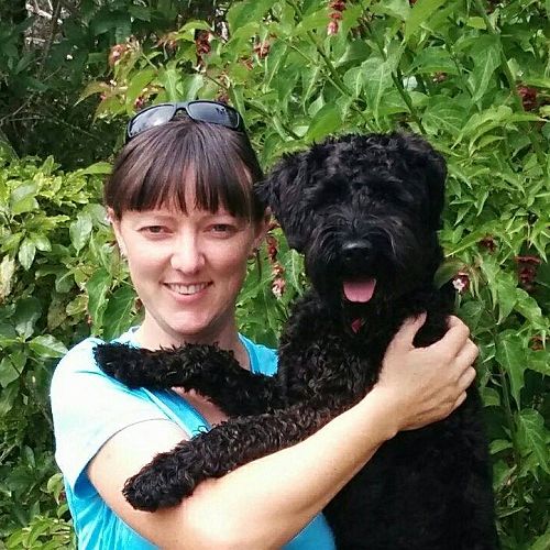 Hannah with her beloved dog.