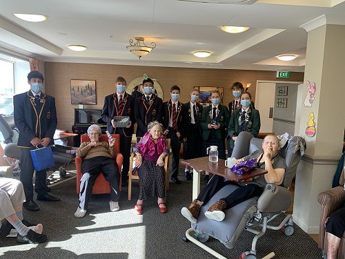 Delivering treats to residents at Yvette Williams