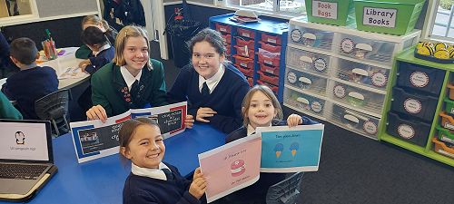 Year 9 class sharing their stories with Year 1-2 Students