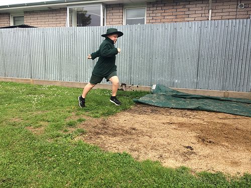 Jake ready to leap into the long jump pit
