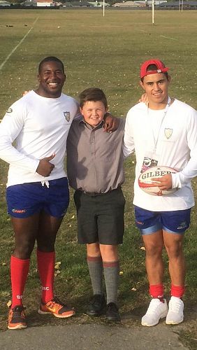 Some of our year 7 students really enjoy taking billets to help out visiting  sports teams. 'Beast' on the left, Tom Fowler 7Aho, Aaron on the rightSaint Joseph High School rugby tour to NZ 2016. 