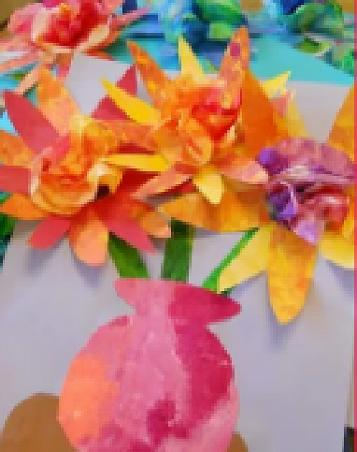 A paper painted bouquet.