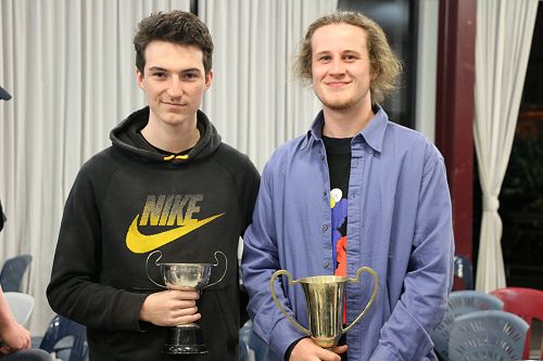 Josh Merkin and Leo Oke. Josh was awarded the Futsal Cup for outstanding excellence in Futsal and Leo won the major award for Contribution to Boys Sport 2018