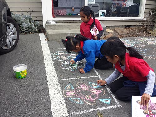 Diwali Chalk Drawings - ELL Class T4 2018