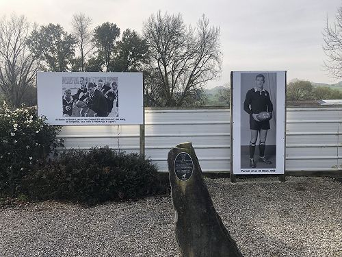 The legend of Colin Meads' rugby prowess lives on outside his Waitete Rugby Club.