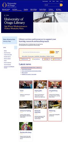 University of Otago Library homepage