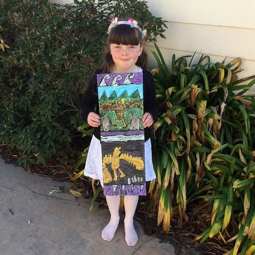 Ella and her crayon batik panel.