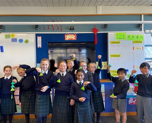 Year 6 with their paper dumplings