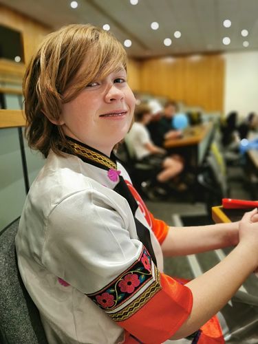 Saffy ready for fan dance