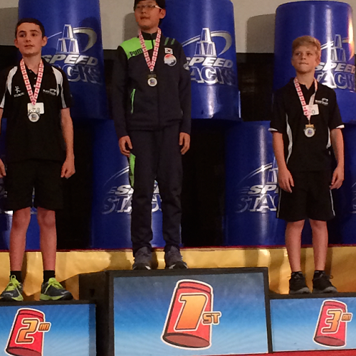 William McLauchlan receives his Bronze Medal at the World Sport Stacking Championships, Montreal