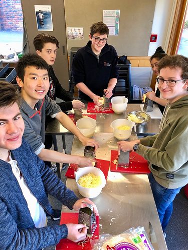 Spanish students preparing Quesadilla..