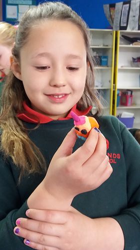 Eva and her pasta monster creation