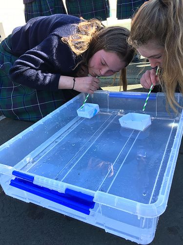 Dani Milne and Lisa Cowan Origami boat racing