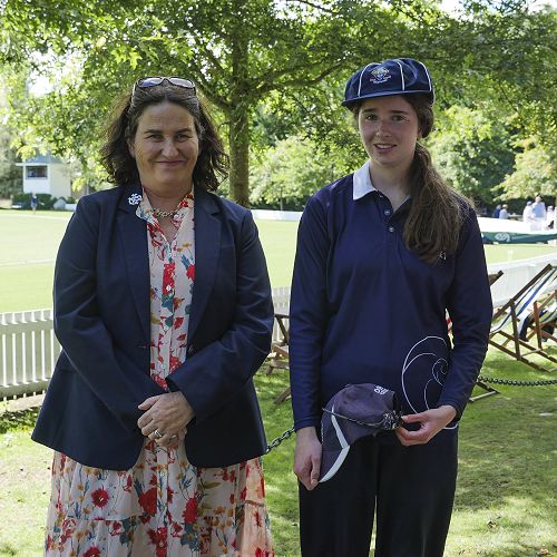 Kate Ballantyne receiving her ‘Baggy Green’ at the Willows Cricket Ground