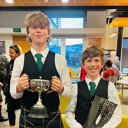 Angus Harrold awarded 1st place in his grade. Photographed with brother Rory.