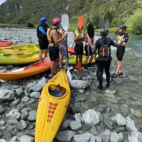 Last minute kayak instruction before hitting the water