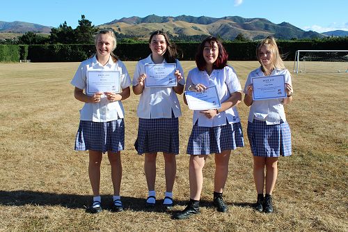 Year 11 recipients - Ella Taylor,  Rebekah Hunt,  Jazmine Coombs,  Chloe Firkin